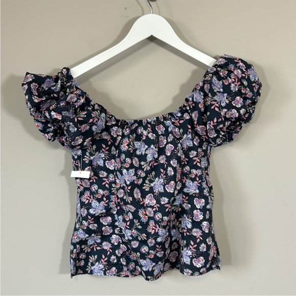 Nation LTD Angel Top Navy Midsummer sweetheart neckline bubble sleeve Sz XS NEW - Picture 8 of 15